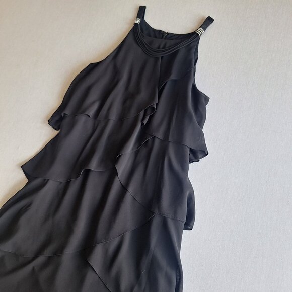 💙 SL Fashion Tiered Midi Lined Dress Size 12 Formal Preppy Festive Retro Style - Picture 4 of 8